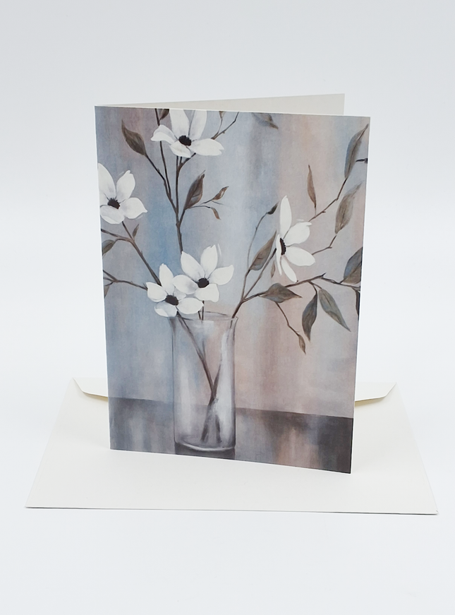 Wenskaart bloemen in vaas