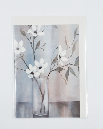 Wenskaart bloemen in vaas