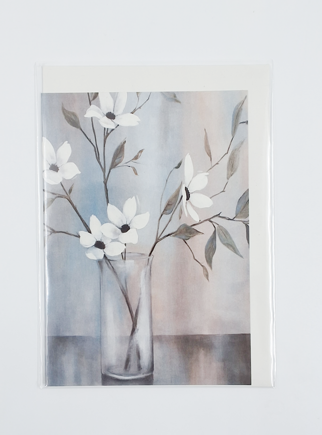 Wenskaart bloemen in vaas