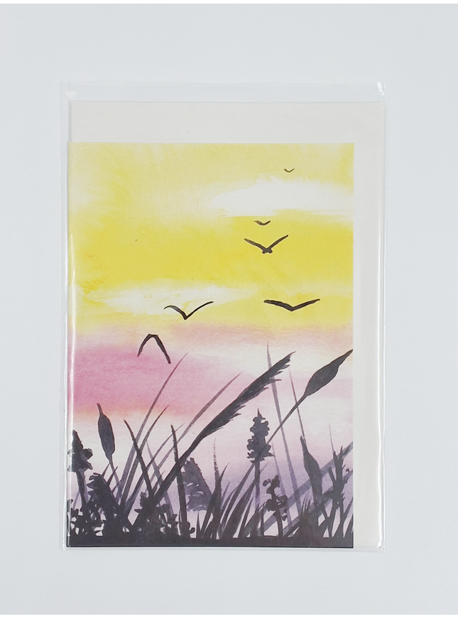 Greeting card reeds and birds