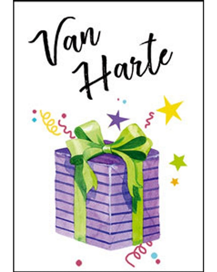 Wenskaart van harte cadeautje