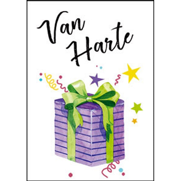 Wenskaart van harte cadeautje