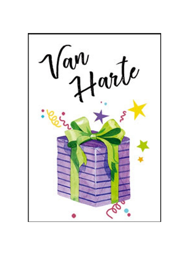 Wenskaart van harte cadeautje