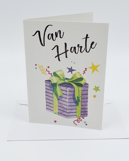Wenskaart van harte cadeautje