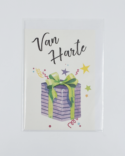Wenskaart van harte cadeautje