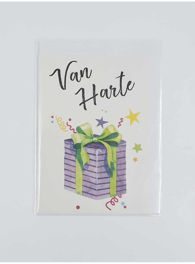 Wenskaart van harte cadeautje