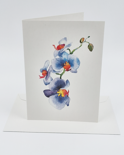 Wenskaart orchidee blauw