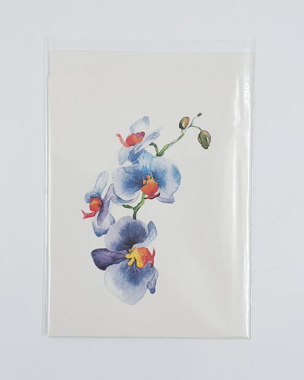 Wenskaart orchidee blauw