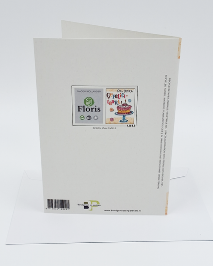 Wenskaart van harte gefeliciteerd, taart