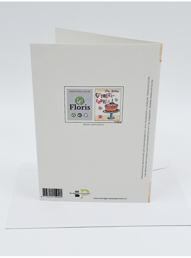 Wenskaart van harte gefeliciteerd, taart