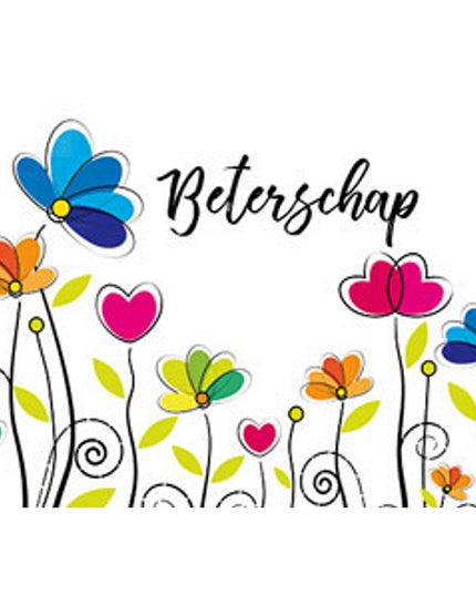 Wenskaart beterschap, bloemetjes