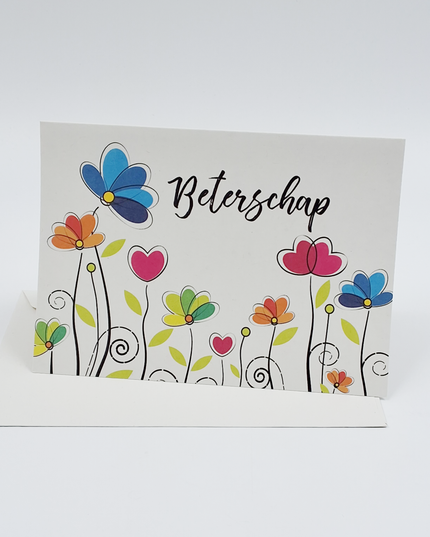 Wenskaart beterschap, bloemetjes