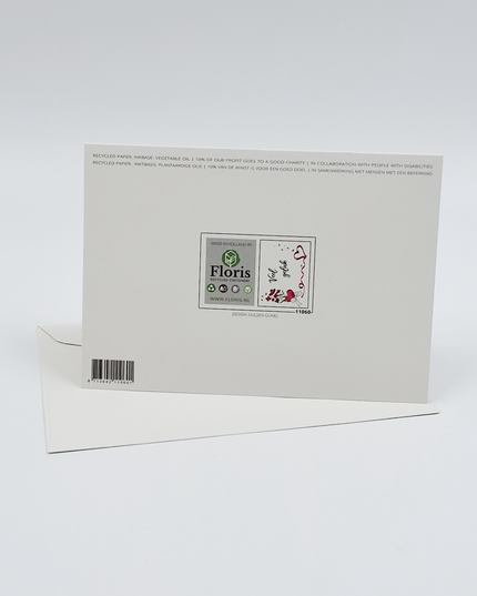 Wenskaart veel geluk, hart/strik