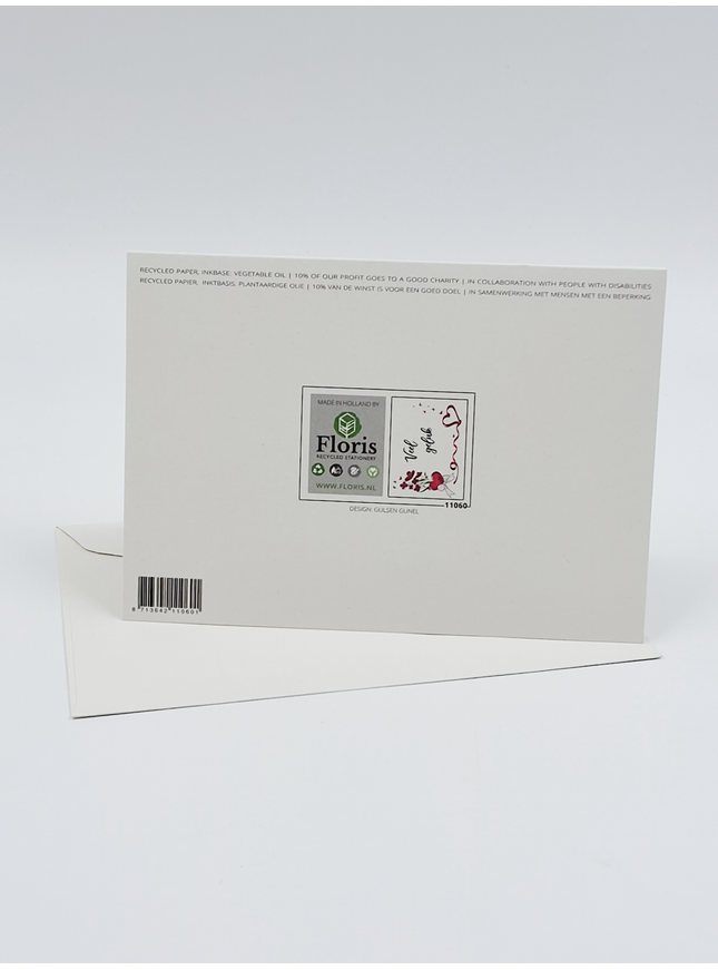 Wenskaart veel geluk, hart/strik