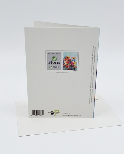 Wenskaart gerbera oranje/roze/geel