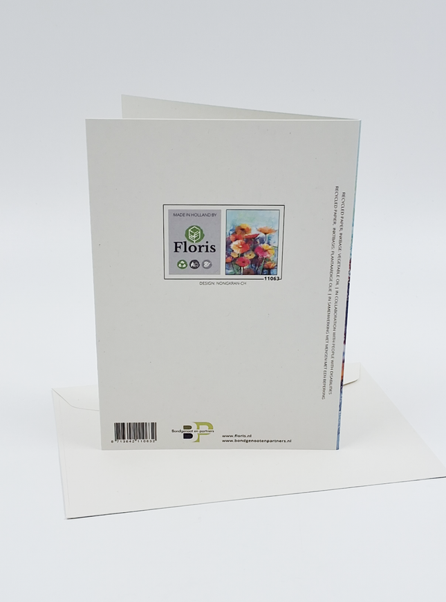 Wenskaart gerbera oranje/roze/geel