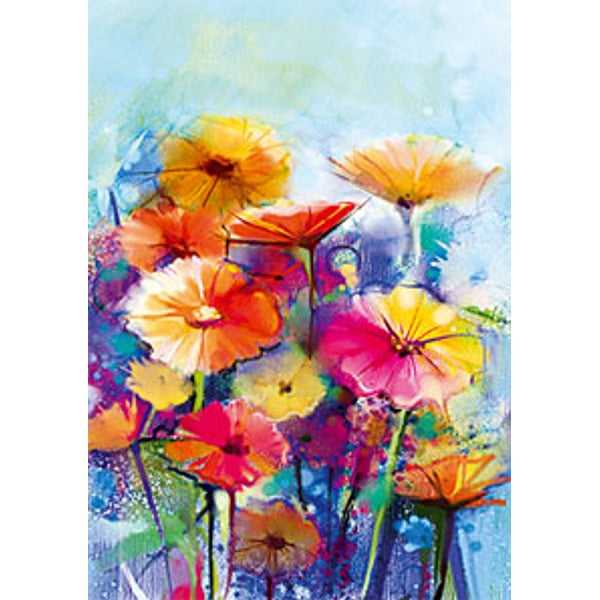 Wenskaart gerbera oranje/roze/geel