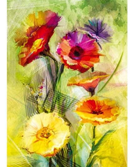 Wenskaart gerbera rood/geel