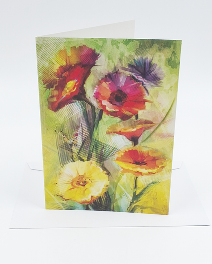 Wenskaart gerbera rood/geel
