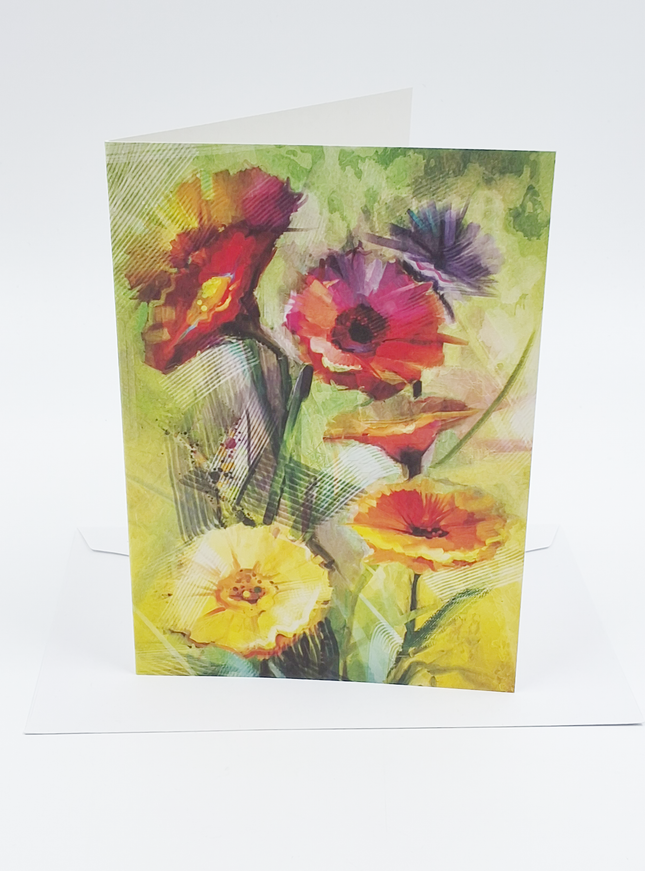 Wenskaart gerbera rood/geel