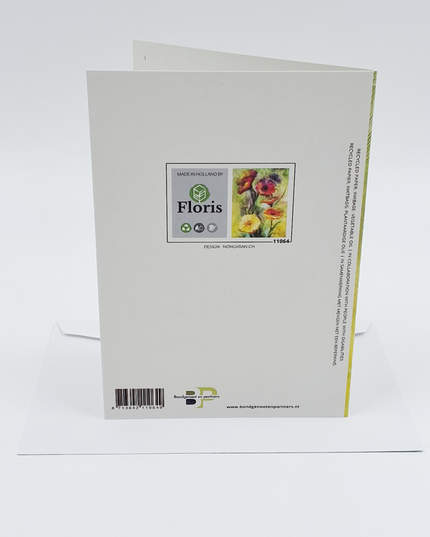 Wenskaart gerbera rood/geel