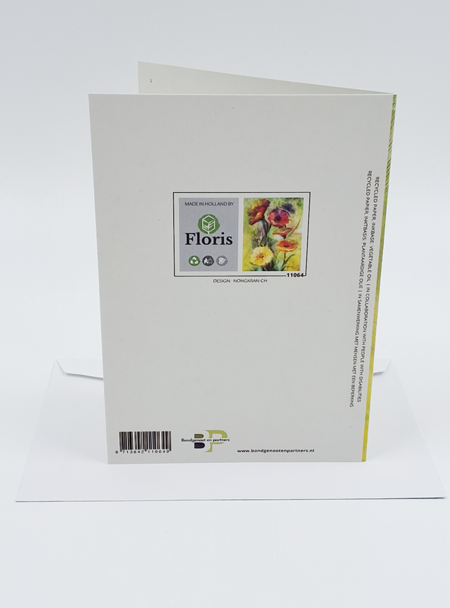 Wenskaart gerbera rood/geel