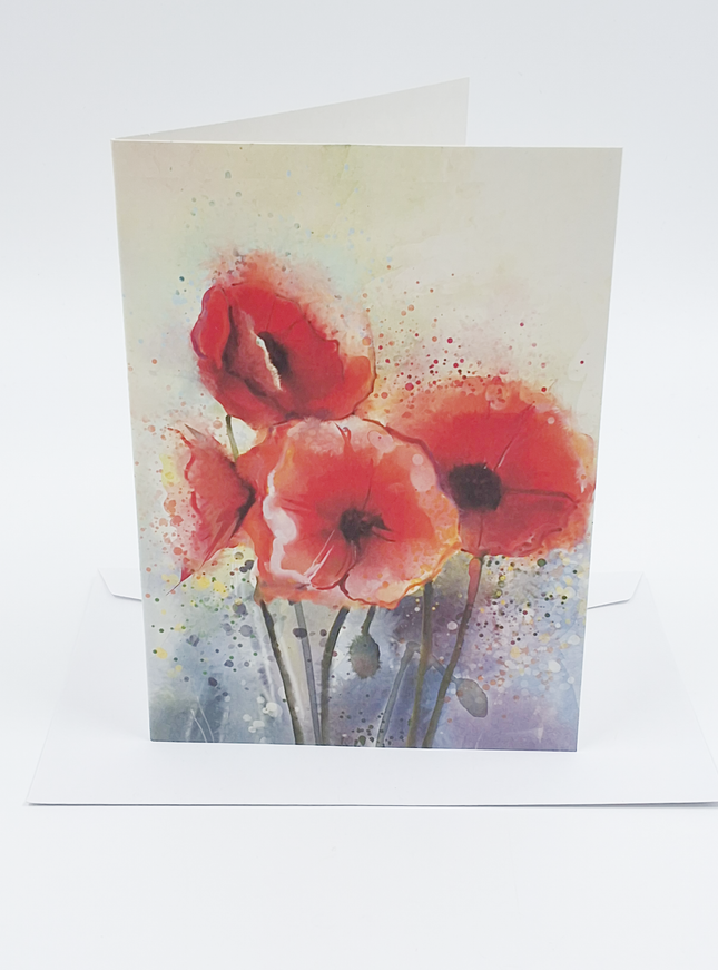 Wenskaart klaprozen rood