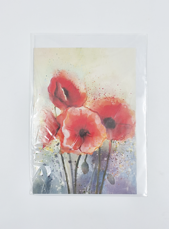 Wenskaart klaprozen rood