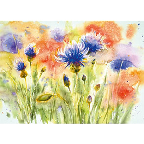 Wenskaart korenbloemen