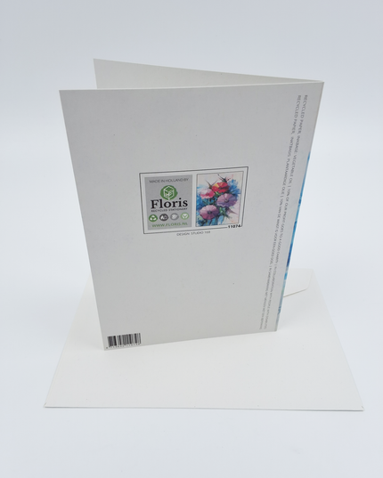 Wenskaart lentebloemen paars rood