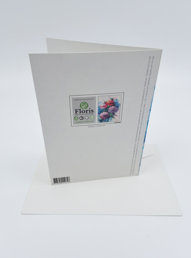 Wenskaart lentebloemen paars rood