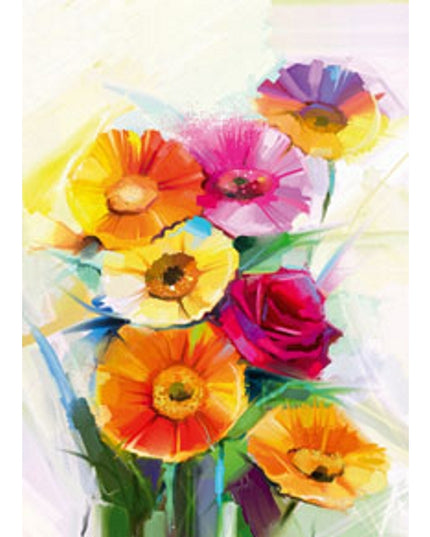 Wenskaart lentebloemen oranje rood