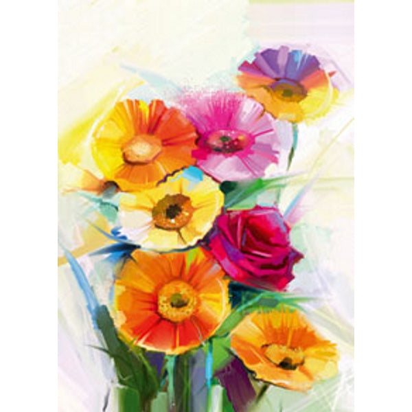 Wenskaart lentebloemen oranje rood