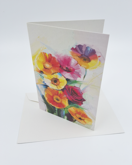 Wenskaart lentebloemen oranje rood