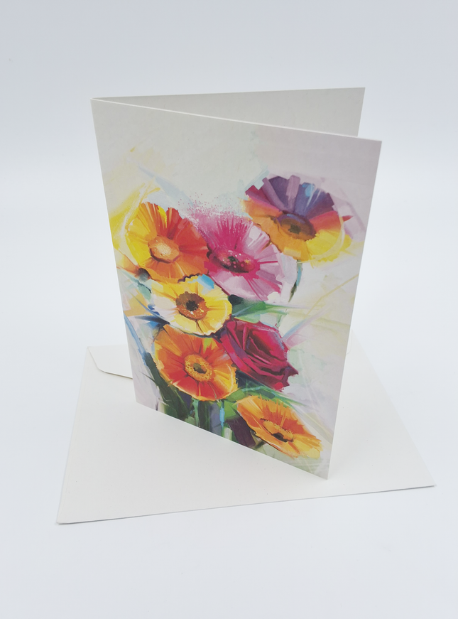 Wenskaart lentebloemen oranje rood