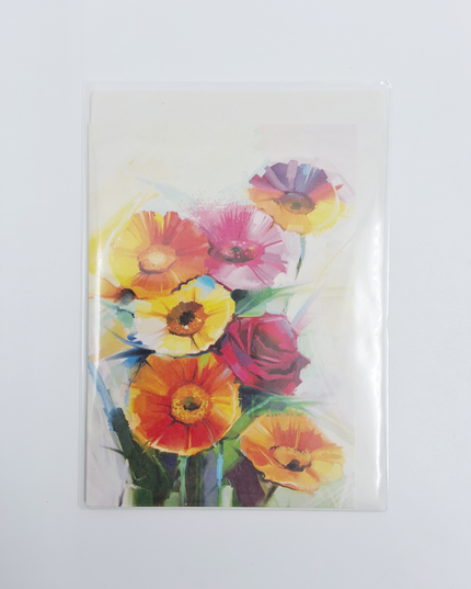 Wenskaart lentebloemen oranje rood