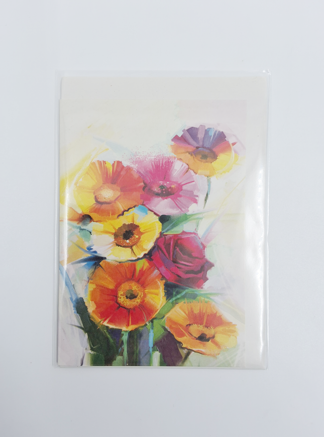 Wenskaart lentebloemen oranje rood