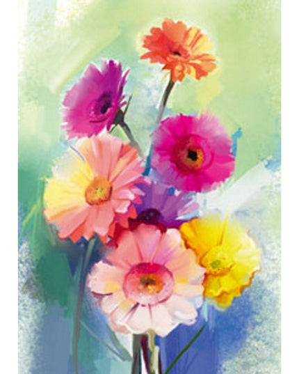 Wenskaart lentebloemen roze geel