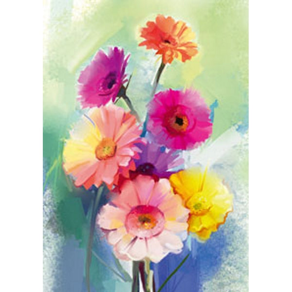 Wenskaart lentebloemen roze geel