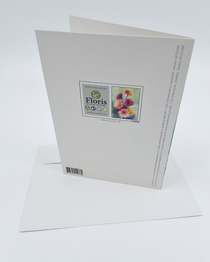 Wenskaart lentebloemen roze geel