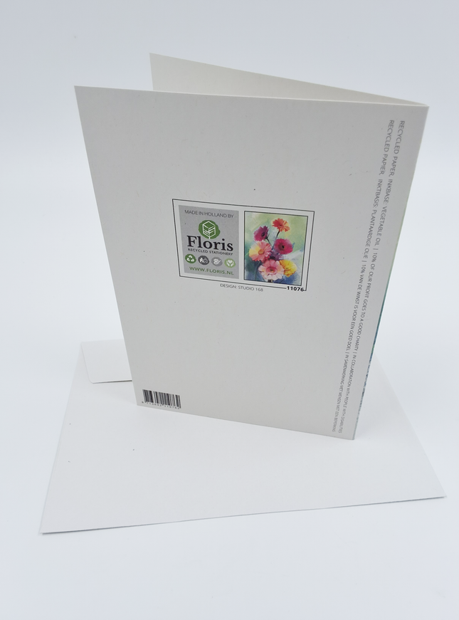 Wenskaart lentebloemen roze geel