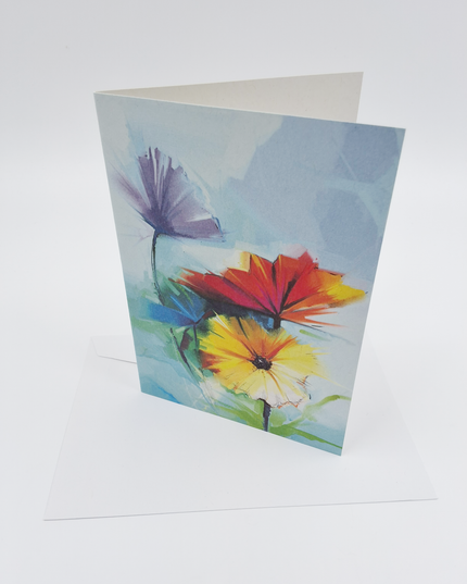 Wenskaart 3 lentebloemen