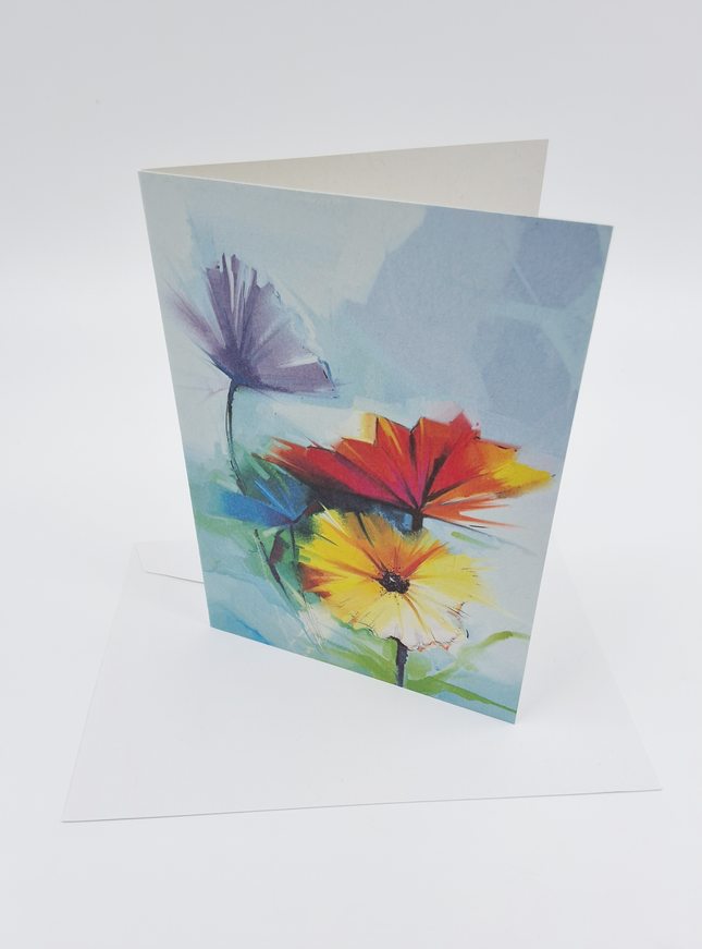 Wenskaart 3 lentebloemen