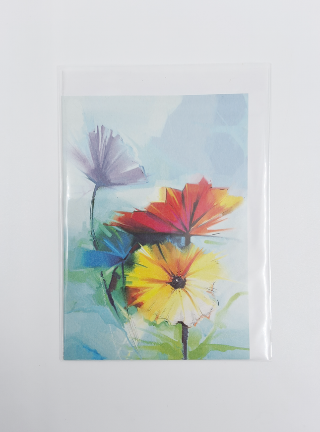 Wenskaart 3 lentebloemen