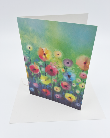 Wenskaart bloemenveld