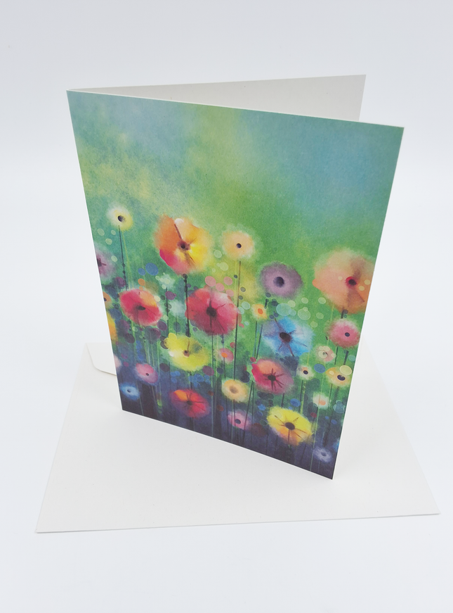 Wenskaart bloemenveld