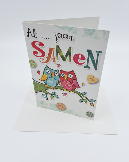 Wenskaart uilen, al … jaar samen