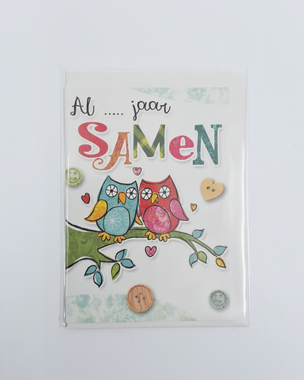 Wenskaart uilen, al … jaar samen