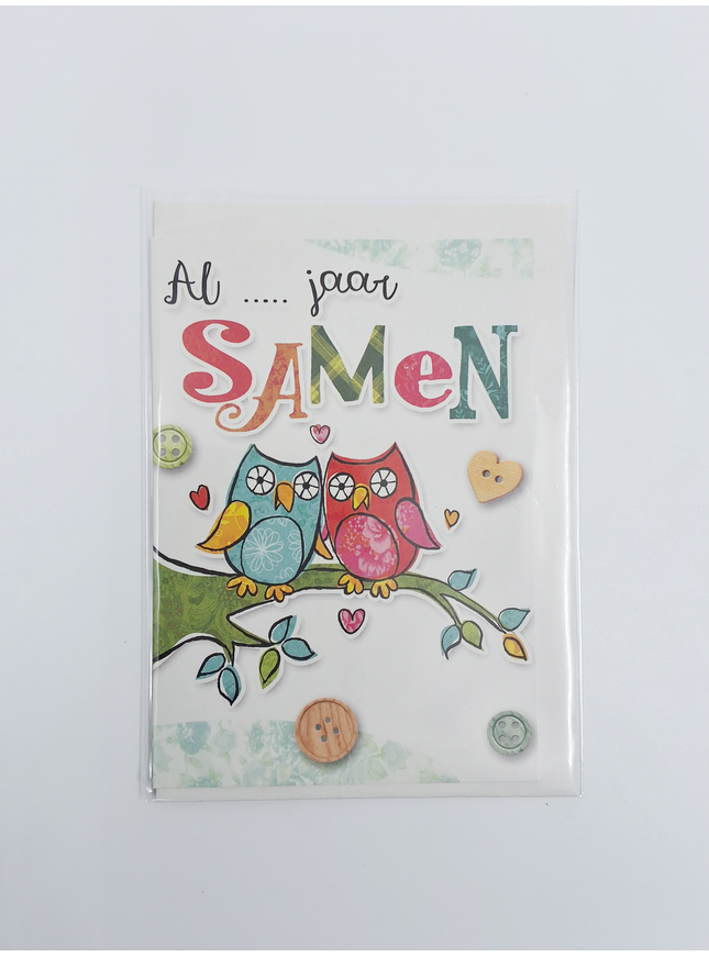 Wenskaart uilen, al … jaar samen