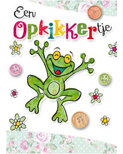 Wenskaart kikker, een opkikkertje